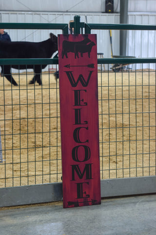 WELCOME SIGN BLACK COW/CALF PAIR