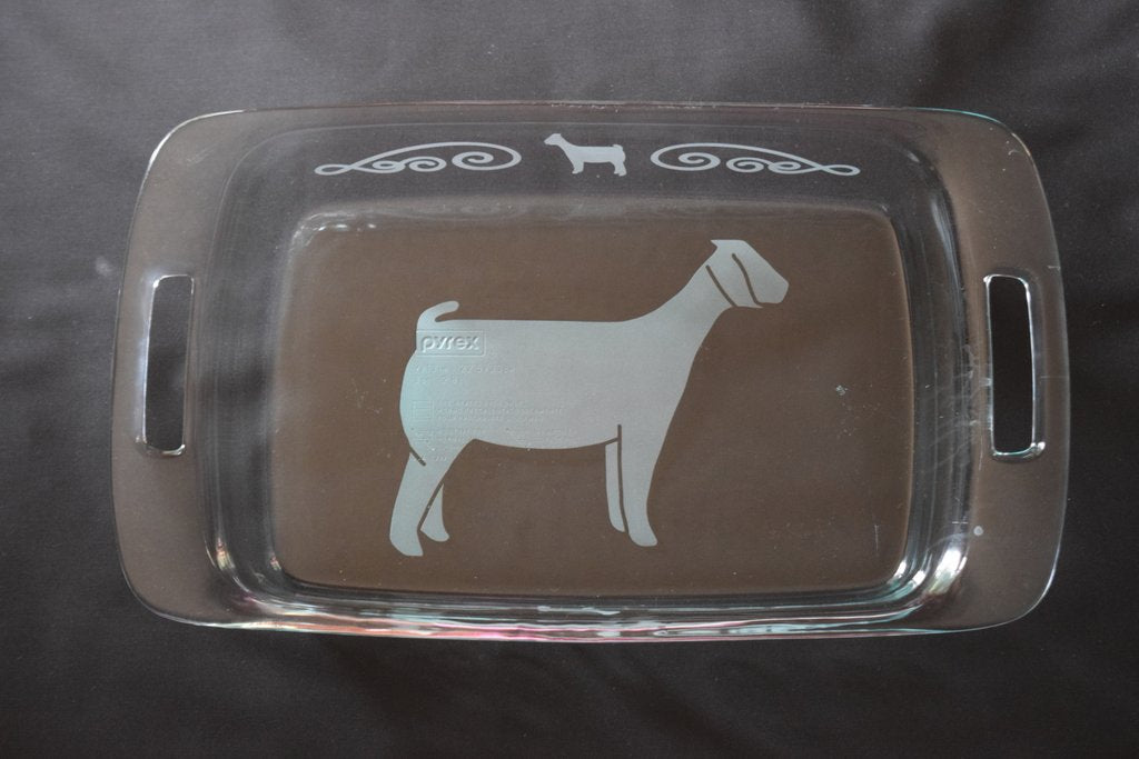 Doughmakers Cake Pan  Glass Etched Casserole Dish