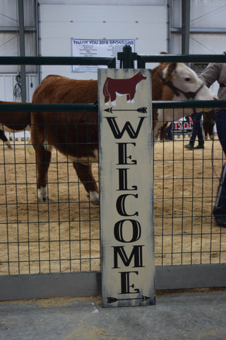 WELCOME SIGN RED/WHITE FACE STEER