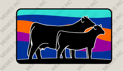 SUNSET COW CALF PAIR-FULL COLOR