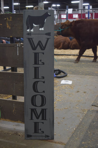 WELCOME SIGN BLACK/WHITE FACE STEER